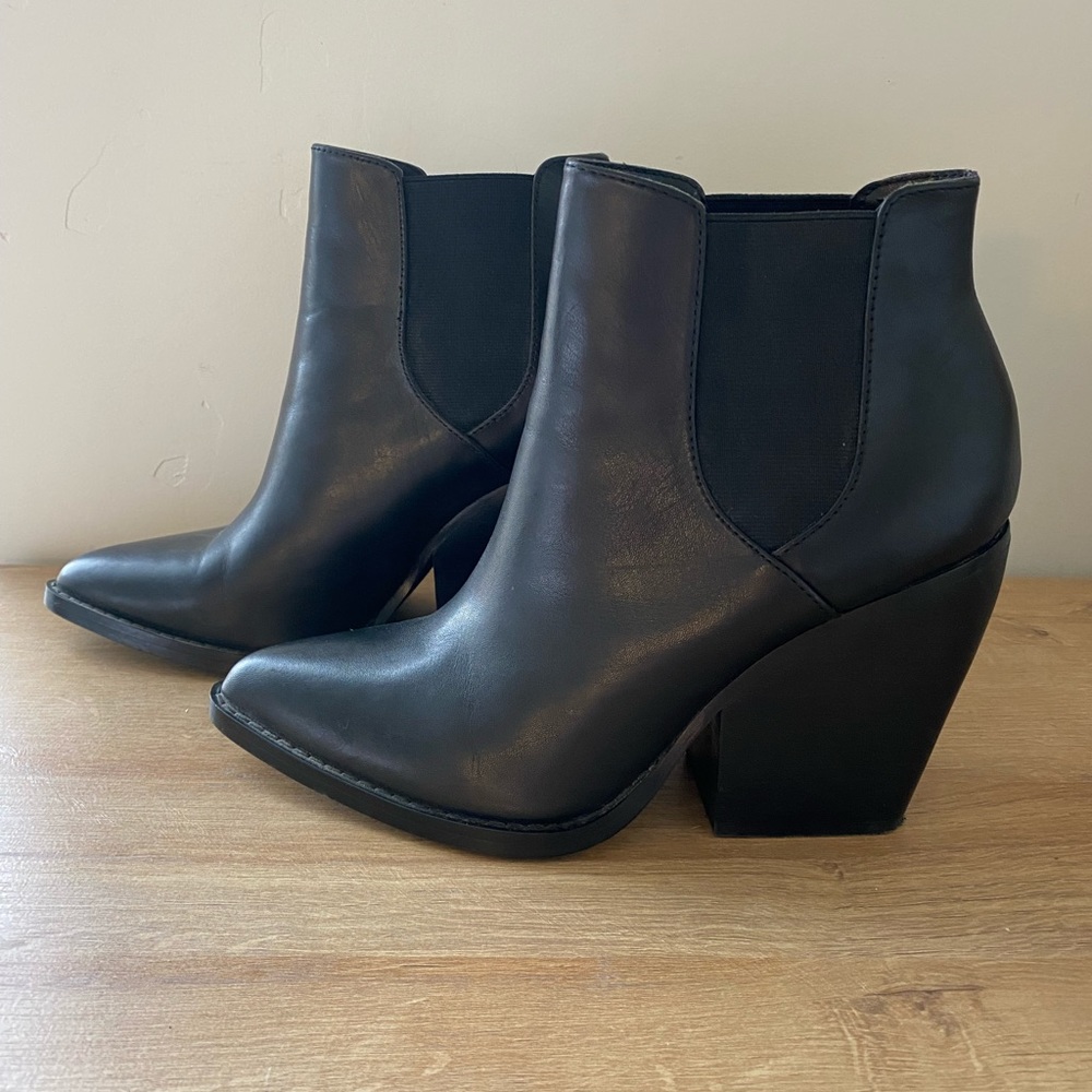 BP Nordstrom Black Leather Western Lex Ankle Bootie